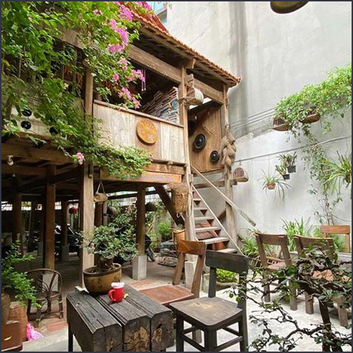Thiết kế thi công nội thất quán cafe phong cách Vintage ngoài trời